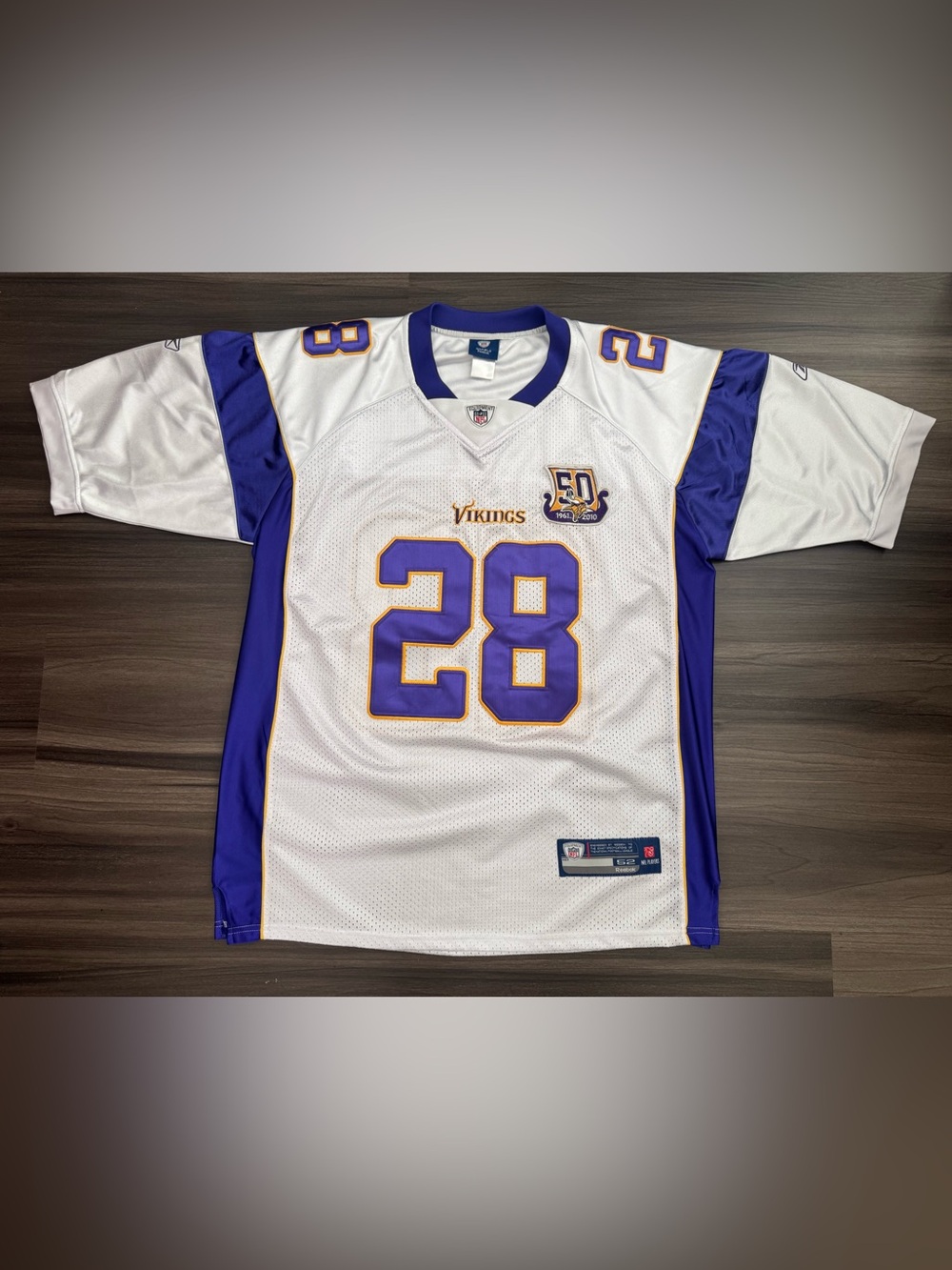 Reebok Minnesota Vikings Adrian Peterson NFL 50th Anniversary Patch Jersey 52 XL